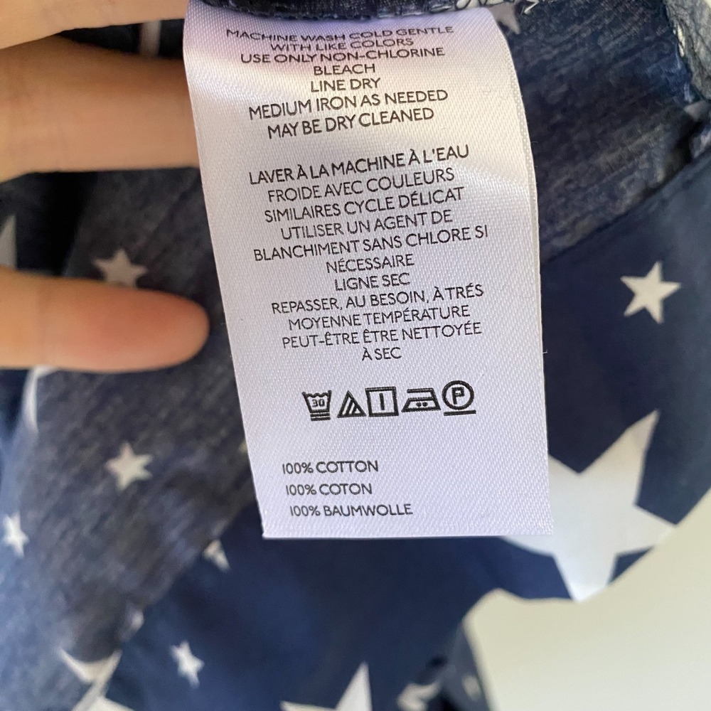 Anthropologie SOMERSET womens Dress XS Short Sleeve Navy White Stars Patriotic - Picture 5 of 11